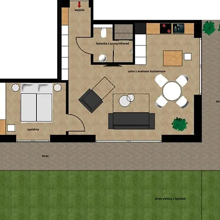 5 Zmyslow Z Tarasem I Ogrodem Apartmán